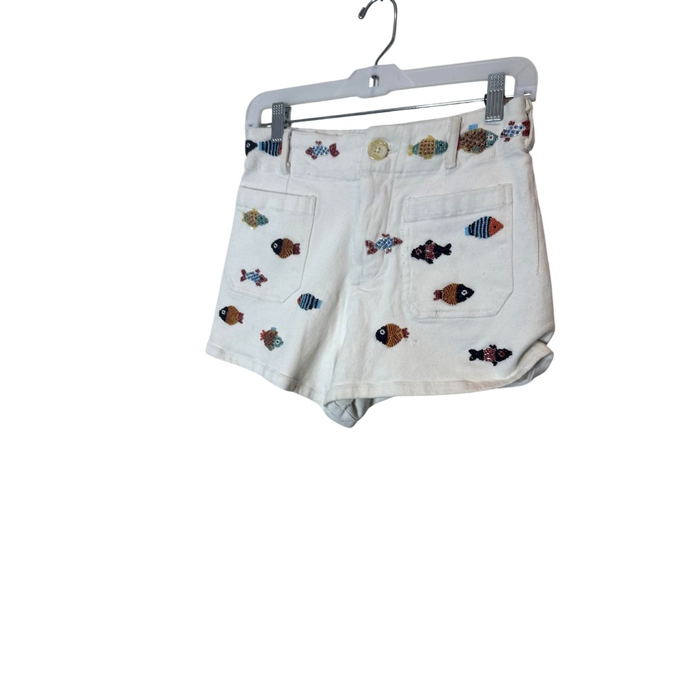 Maeve The Colette Shorts Womens 28 White Beaded Fish Denim Nautical Summer